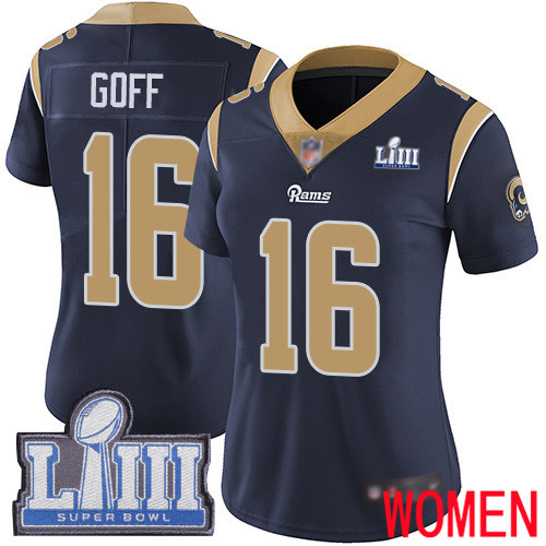 Los Angeles Rams Limited Navy Blue Women Jared Goff Home Jersey NFL Football 16 Super Bowl LIII Bound Vapor Untouchable